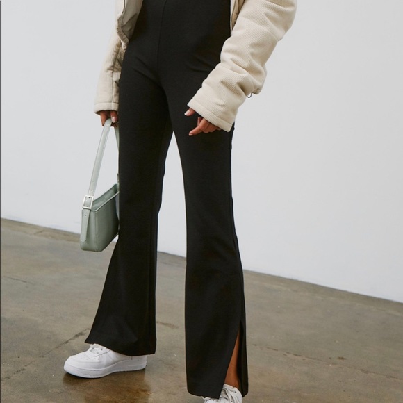 Black Flare Pant With Side Slit 